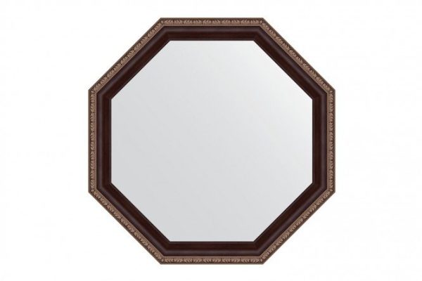 Зеркало настенное в багетной раме EVOFORM Octagon BY 7396, махагон с орнаментом 54х54 см