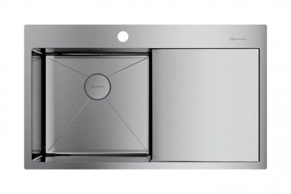 Мойка врезная с крылом OMOIKIRI Akisame 86-IN-L 4993760, нержавеющая сталь 86х51х20 см