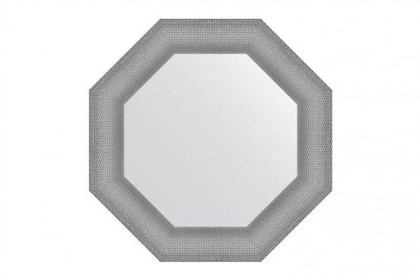 Зеркало настенное в багетной раме EVOFORM Octagon BY 7404, серебряная кольчуга 61х61 см