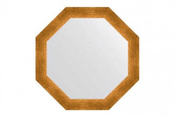 Зеркало настенное в багетной раме EVOFORM Octagon BY 3973, травленое золото 55х55 см