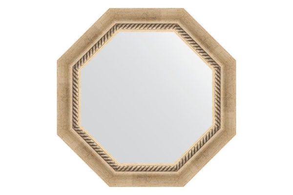 Зеркало настенное в багетной раме EVOFORM Octagon BY 3754, состаренное серебро с плетением 53.2х53.2 см