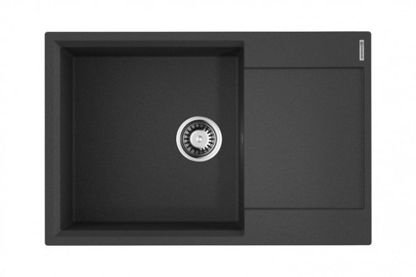 Мойка врезная с крылом OMOIKIRI Daisen 78-LB-BL 4993692, чёрный 78х51х19 см