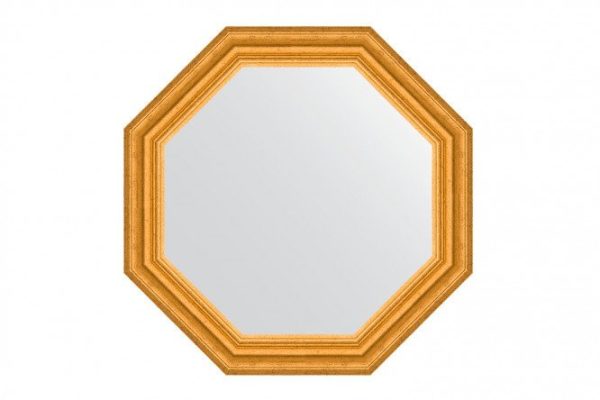 Зеркало настенное в багетной раме EVOFORM Octagon BY 3995, состаренное золото 57х57 см
