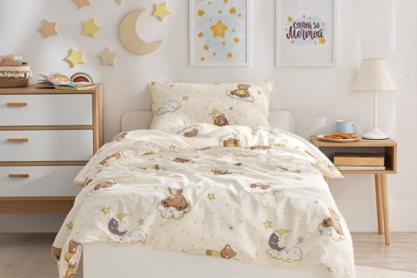 Комплект постельного белья MICASA Sleepy bear детский Поплин, 145х210 см