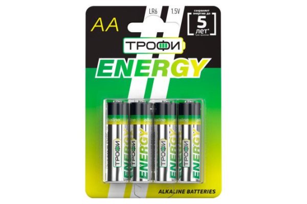 Батарейки АА ТРОФИ Energy Alkaline LR6-4BL AA, 4 шт.