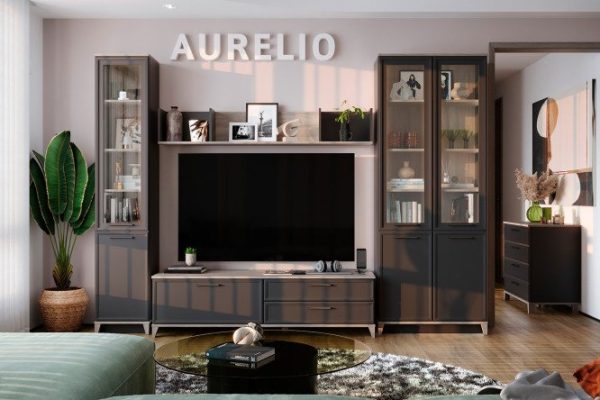 Гостиная Aurelio антрацит, блеквуд сатиновый, комплект 4