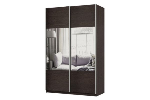Шкаф-купе 2-дверный Практик 140х240х60 см, венге, профиль серебро, с зеркальными вставками