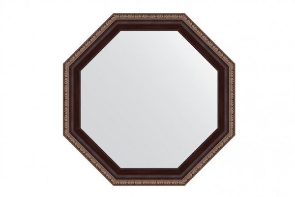 Зеркало настенное в багетной раме EVOFORM Octagon BY 3865, махагон с орнаментом 49х49 см