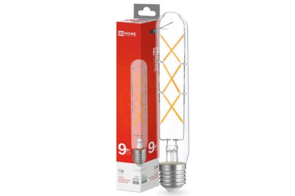 Лампа светодиодная IN HOME Deco LED-T30-deco 9W, E27, Естественный