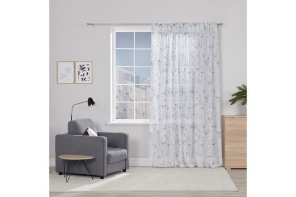 Тюль на ленте MICASA Lola 300х275 см, 1 шт., цвет белый, зелёный, розовый