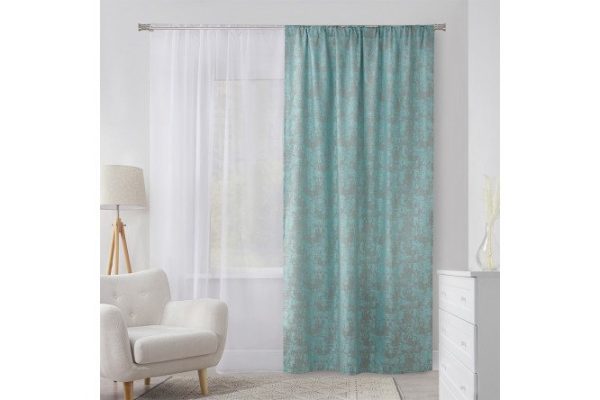 Штора MICASA Gabriella soft 150х260 см, 1 шт., цвет бирюзовый, серый