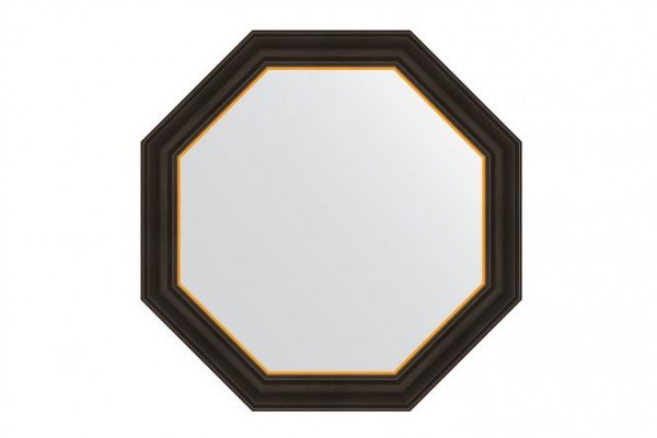 Зеркало настенное в багетной раме EVOFORM Octagon BY 7403, чёрное дерево с золотом 68х68 см