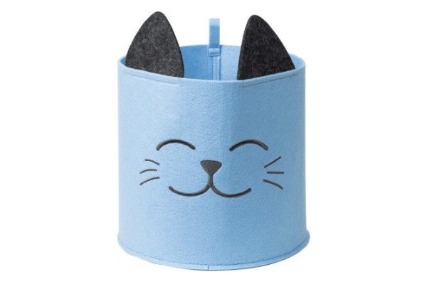 Органайзер для хранения Funny корзинка котик голубой малый 24x22x24 см