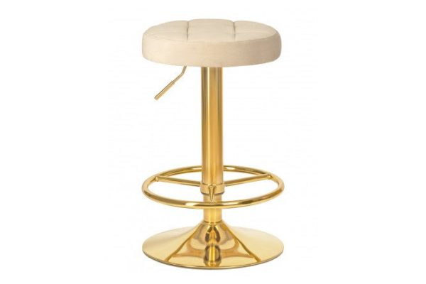 Барный табурет DOBRIN Bruno Gold 38.5х61х38.5 см, цвет обивки бежевый, ножек золотой