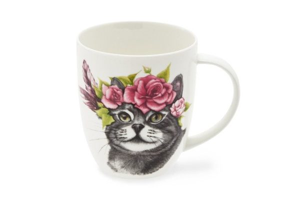 Кружка Cat in flowers 420 мл, Фарфор
