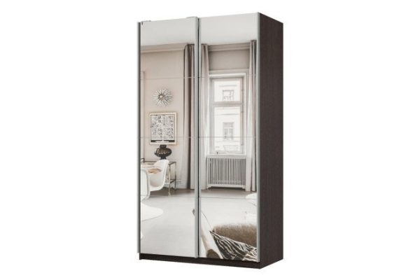 Шкаф-купе 2-дверный Практик 120х240х60 см, венге, профиль серебро, с двумя зеркалами