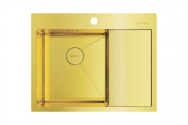 Мойка врезная с крылом OMOIKIRI Akisame 65-LG-L 4973083, светлое золото 65х51х20 см