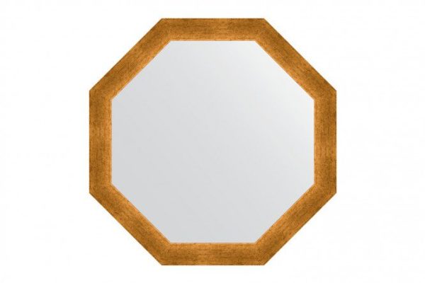 Зеркало настенное в багетной раме EVOFORM Octagon BY 3974, травленое золото 65х65 см