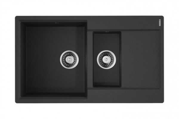 Мойка врезная с крылом OMOIKIRI Daisen 86-2-BL 4993477, чёрный 86х51х19.5 см