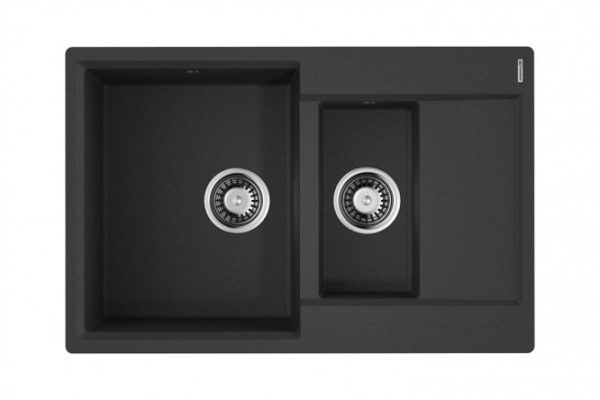Мойка врезная с крылом OMOIKIRI Daisen 78-2-BL 4993334, чёрный 78х51х19.5 см