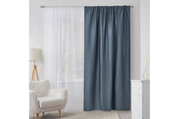 Штора на ленте MICASA Bria 180х280 см, 1 шт., цвет синий графит