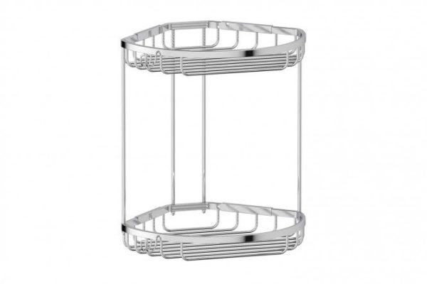 Полочка-решётка угловая 2-ярусная с крючками FBS Ryna 24.2x29.4x22.4 см
