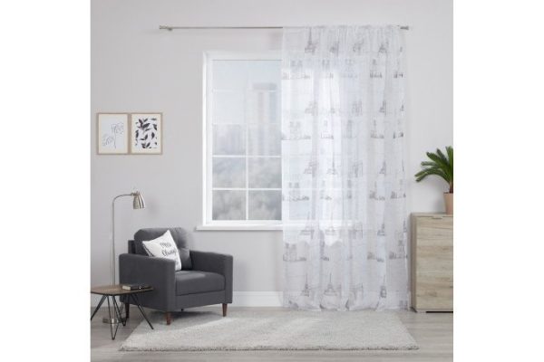 Тюль для детской на ленте MICASA Deni 300х280 см, 1 шт., цвет белый/шоколадный