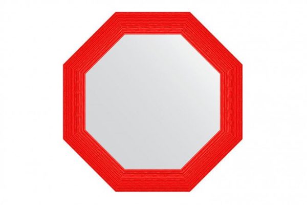 Зеркало настенное в багетной раме EVOFORM Octagon BY 7409, красная волна 71х71 см
