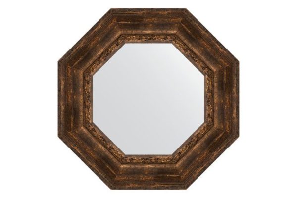 Зеркало настенное в багетной раме EVOFORM Octagon BY 3862, состаренное дерево с орнаментом 62.6х62.6 см