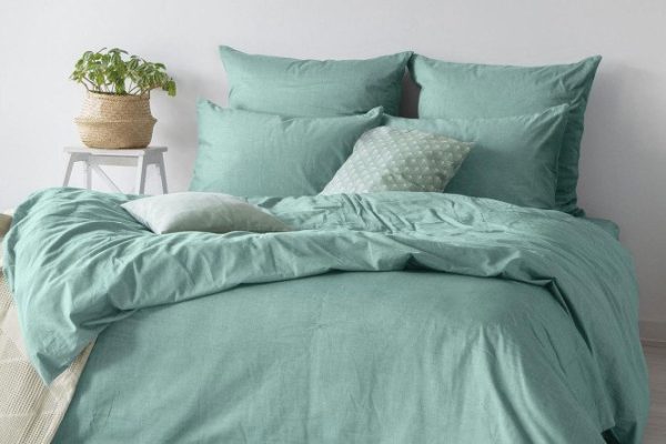 Комплект постельного белья Melange Emerald Хлопок 148х215 см, 1,5 спальный