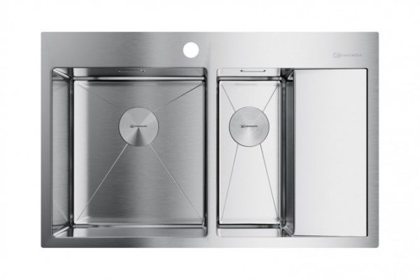 Мойка врезная с крылом OMOIKIRI Akisame 78-2-IN-L 4973062, нержавеющая сталь 78х51х20 см