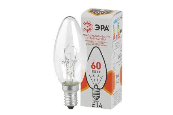 Лампа накаливания ЭРА ДС 230-60 B36 E14 60W, E14, Тёплый