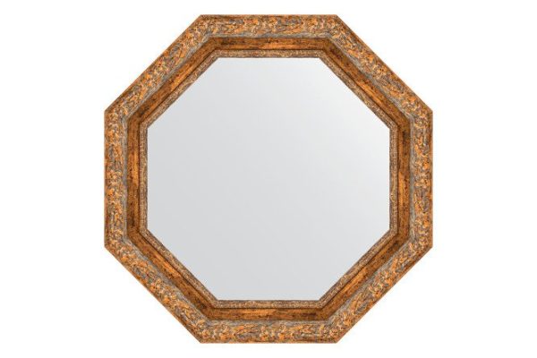 Зеркало настенное в багетной раме EVOFORM Octagon BY 3779, виньетка античная бронза 65.4х65.4 см