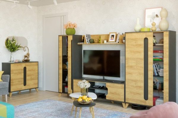 Гостиная Nova графит, гикори