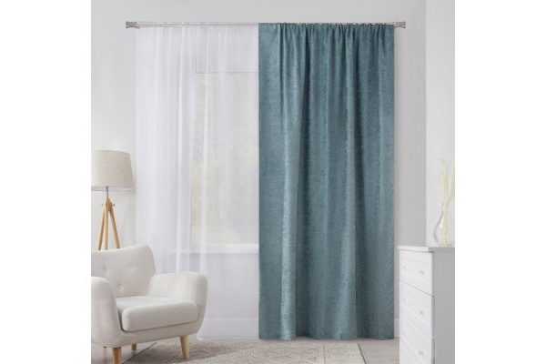 Штора на ленте MICASA Arabella 180х280 см, 1 шт., цвет бирюзовый