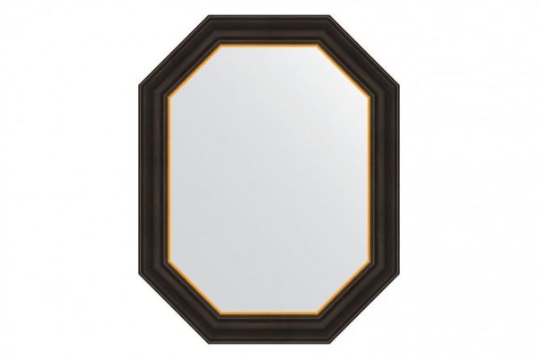 Зеркало настенное в багетной раме EVOFORM Polygon BY 7286, чёрное дерево с золотом 58х73 см