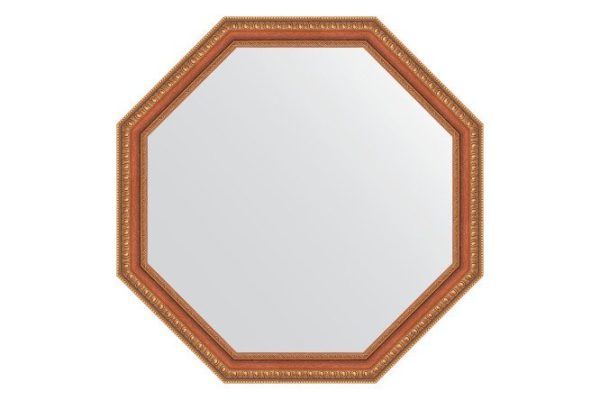 Зеркало настенное в багетной раме EVOFORM Octagon BY 3714, бронзовые бусы на дереве 71.6х71.6 см