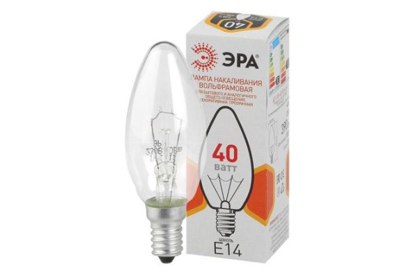 Лампа накаливания ЭРА ДС 230-40 B36 E14 40W, E14, Тёплый