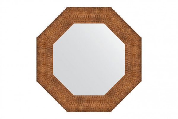Зеркало настенное в багетной раме EVOFORM Octagon BY 3880, медная кольчуга 57х57 см