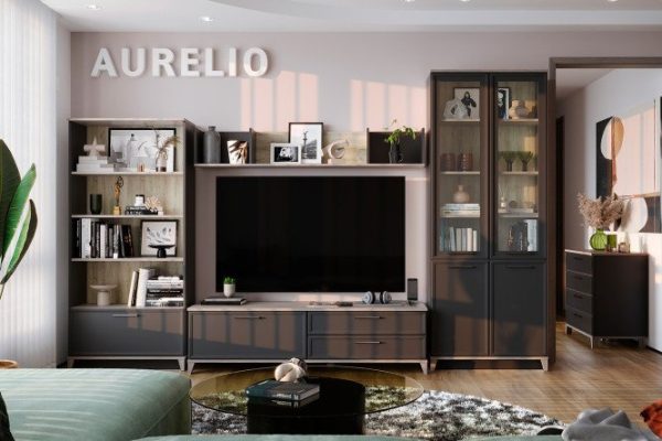 Гостиная Aurelio антрацит, блеквуд сатиновый, комплект 2