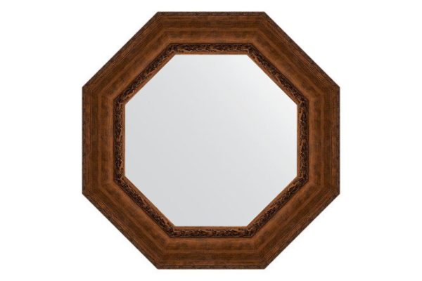 Зеркало настенное в багетной раме EVOFORM Octagon BY 3860, состаренная бронза с орнаментом 72.6х72.6 см