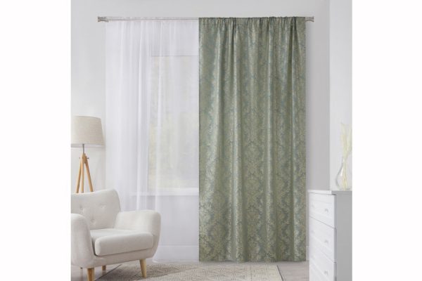 Штора на ленте MICASA Amedea 150х280 см, 1 шт., цвет бирюзовый, бежевый
