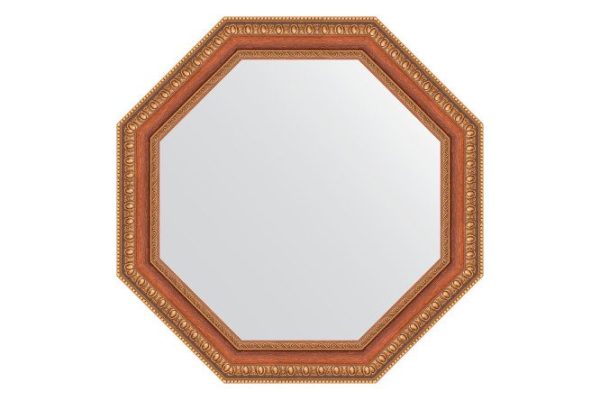 Зеркало настенное в багетной раме EVOFORM Octagon BY 3712, бронзовые бусы на дереве 51.6х51.6 см