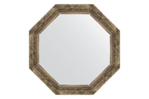 Зеркало настенное в багетной раме EVOFORM Octagon BY 3665, старое дерево с плетением 63х63 см
