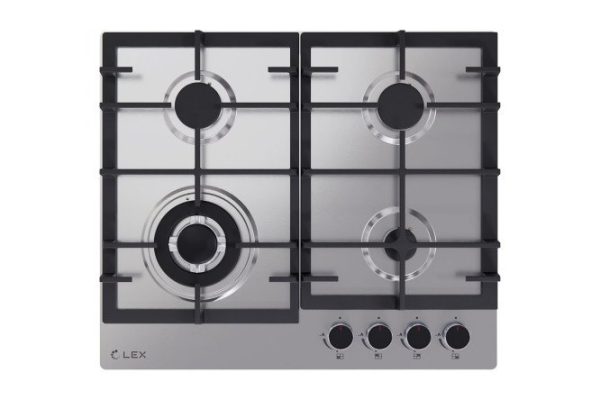 Газовая панель LEX GVS 645 IX, нержавеющая сталь, чёрный 60 см