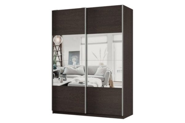 Шкаф-купе 2-дверный Практик 160х220х60 см, венге, профиль серебро, с зеркальными вставками