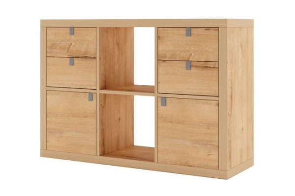 Стеллаж Калгари 3х2 с дверками и ящиками, дуб бунратти