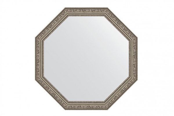 Зеркало настенное в багетной раме EVOFORM Octagon BY 3968, виньетка состаренное серебро 65х65 см