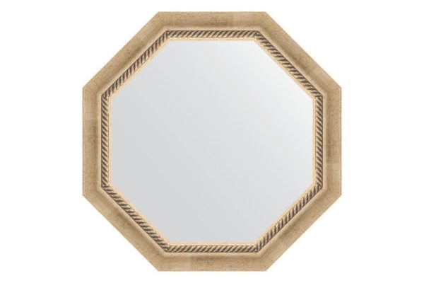 Зеркало настенное в багетной раме EVOFORM Octagon BY 3755, состаренное серебро с плетением 63.2х63.2 см