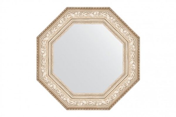 Зеркало настенное в багетной раме EVOFORM Octagon BY 7386, виньетка серебро 65х65 см